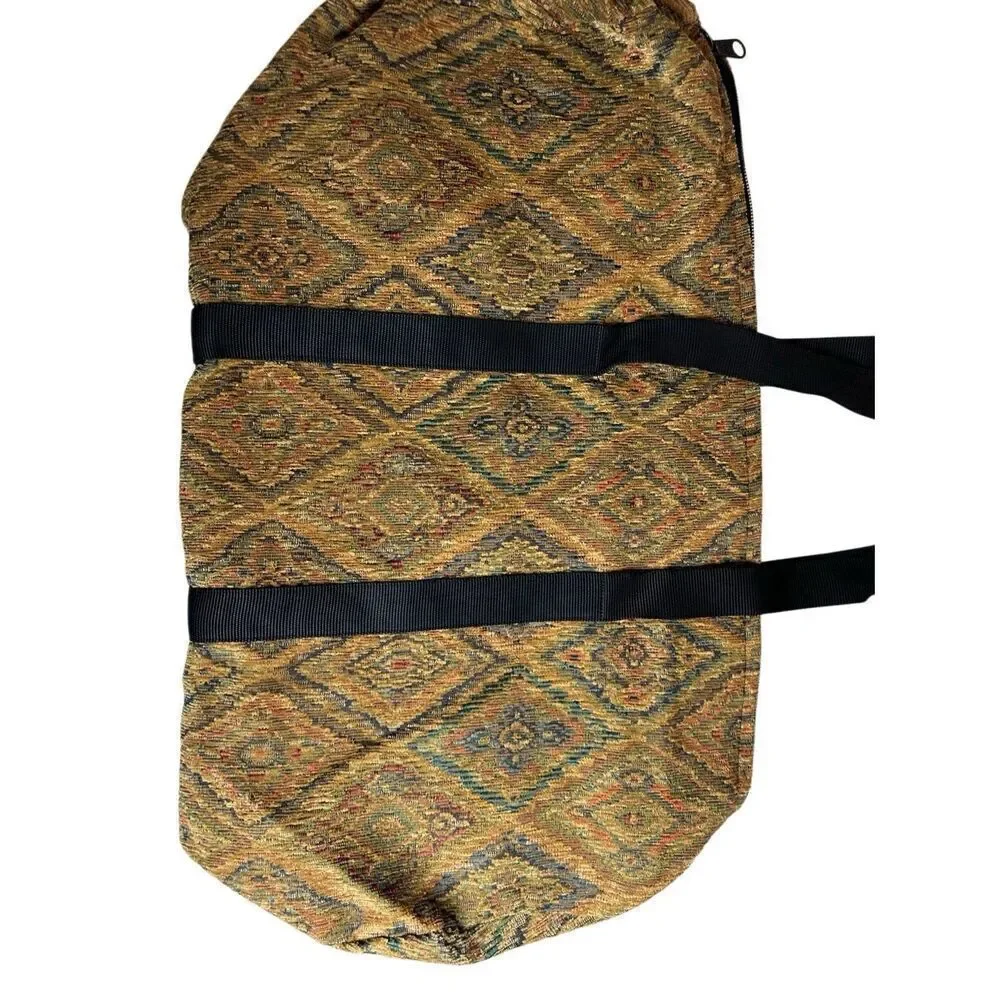 Alice Tapestries Women's Geometric Pattern Black Strap Travel Duffel Bag NWOT